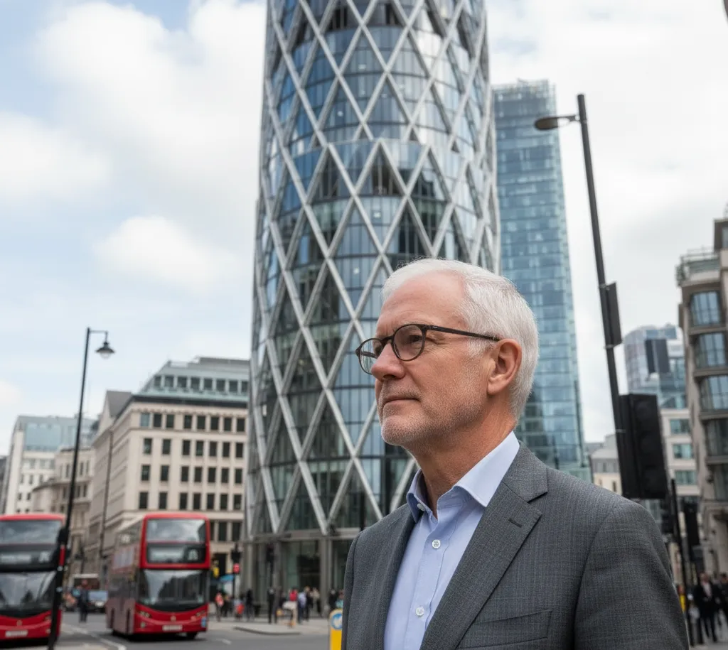 The Gherkin building in London, designed by architect Norman Foster, symbolising innovative commercial architecture.