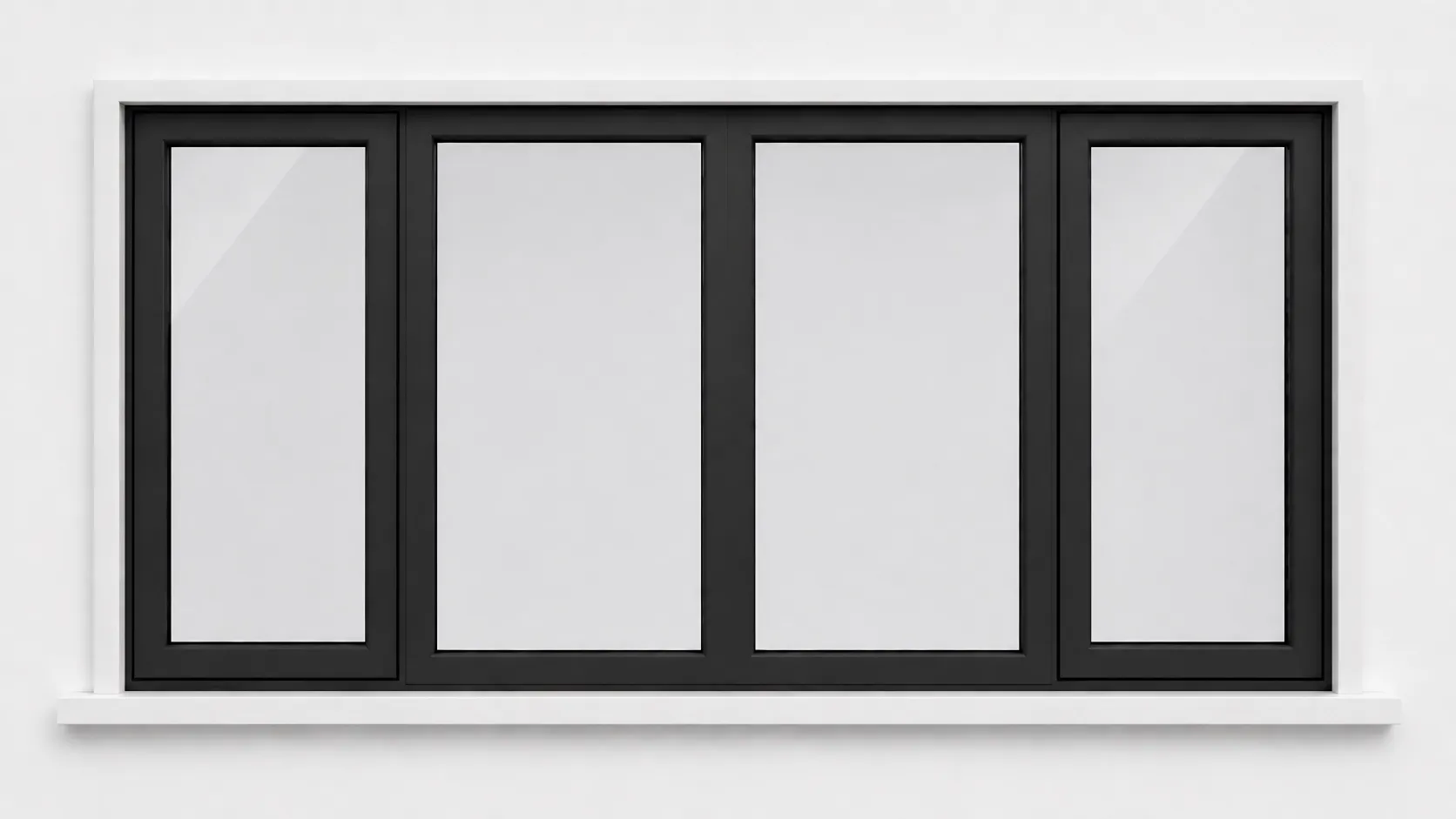 Close-up view of green-framed aluminium French windows fully opened, revealing a cosy, well-lit living room interior.