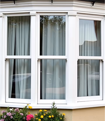 A close-up of a white UPVC aluminium window.