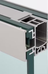  A close-up cross-section view of a window frame, likely demonstrating thermal break technology,