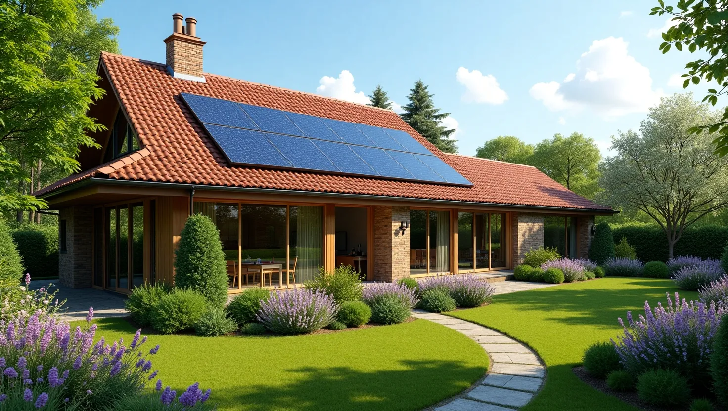 Sustainable home design with energy-efficient features.